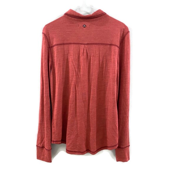 Prana Besha Wool Blend Long Sleeve Collared Shirt - Red XL - Picture 3 of 9